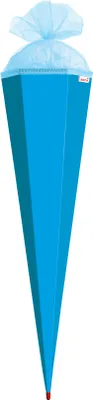 Produktbild von XXL-Bastelschultüte 100 cm pazifikblau sechseckig - extra stabil durch Rot(h)-Spitze mit Tüll-Verschluss