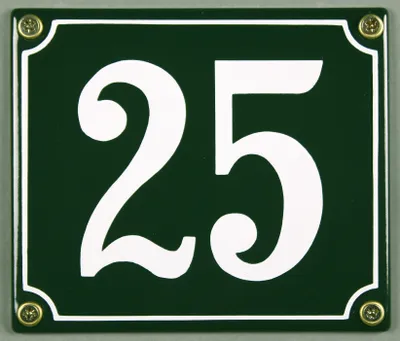 Produktbild von Hausnummernschild 25 grün 12x14 cm Schild Emaille Hausnummer Haus Nummer Zahl Ziffe