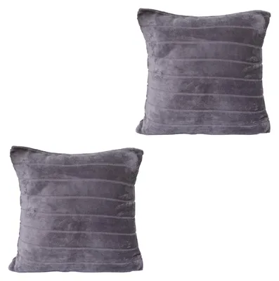 Produktbild von 2er Set Flanell Kissenbezug Kissenhülle Bezug Reißverschluss Anthrazit 45x45cm