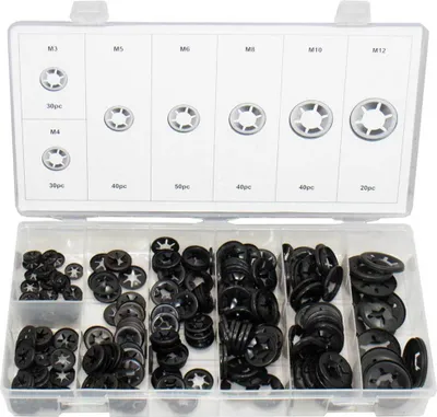 Produktbild von Sicherungsscheiben Sicherungsring Schnellspanner Sortiment Größen M3-M12 250-tlg