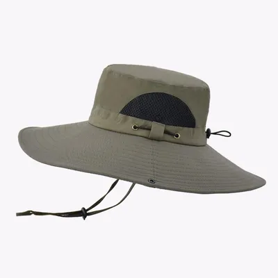 Produktbild von Sonnenhut, Herren-Angelhut, faltbarer Angelhut mit Kinnriemen, wasserdichter Wanderhut zum Angeln, Jagen und Campen