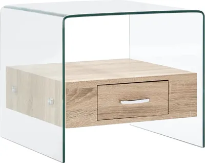 Obrázok produktu pre Konferenčný stolík so zásuvkou 50x50x45 cm, tvrdené sklo