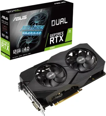 Produktbild von ASUS Dual -RTX2060-12G-EVO, GeForce RTX 2060, 12 GB, GDDR6, 192 Bit, 7680 x 4320 Pixel, PCI Express x16 3.0