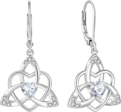 Zdjęcie produktu dla Kolczyki z węzłem celtyckim damskie 925 Sterling Silver Cyrkonia April Birthstone