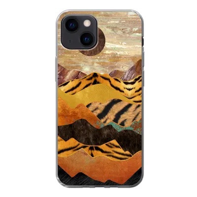 Produktbild von MuchoWow® Handyhülle Schutzhülle Hülle für iPhone 13 mini Tigerdruck - Marmor - Gold Silikon Softcase Handy Hülle - Softcase