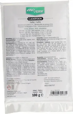 Zdjęcie produktu dla Pirosiarczyn potasu, pirosiarczyn do wina - Vinoferm campden 100g