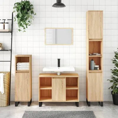Immagine prodotto di Maison Exclusive - Mobile bagno in rovere Sonoma 80x33x60 cm Materiale ligneo