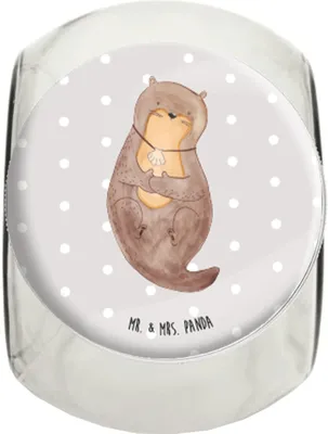 Produktbild von Mr. & Mrs. Panda Kaffeedose Otter Muschel XL 2000ml - Grau Pastell - Geschenk, Motivation, Seeotter, Süßigkeiten Glas, Bonboniere, glasbehälter, schraubglas, Süß
