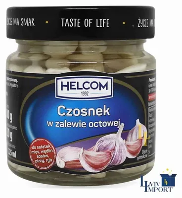 Zdjęcie produktu dla Czosnek w zalewie octowej 225ml Helcom
