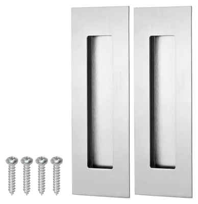 Produktbild von Einbau-Fingergriffe 6" im 2er Set für Schiebetüren und Taschentüren, rechteckiges Design mit Schrauben, Silber