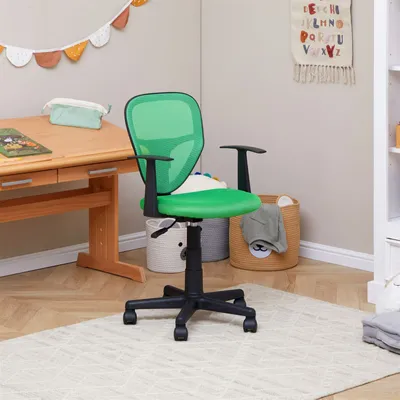 Produktbild von Schreibtischstuhl Kinder STUDIO ergonomisch, Dunkelgrün - Kinderschreibtischstuhl für Kinderzimmer, drehbar und höhenverstellbar mit Armlehnen, atmungsaktiver Meshbezug [max. Belastbarkeit 100 kg]