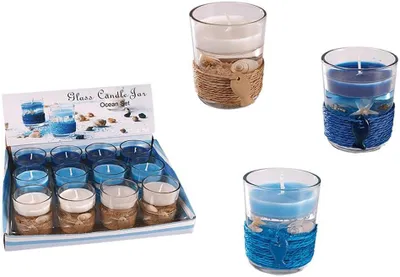 Produktbild von OOTB Gel-Wachskerze im Glas mit Sisal-Meeresdeko