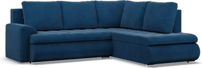 Produktbild von Rechts Ecksofa mit Schlaffunktion Foresta, Ottomane, Cord - Dunkelblau