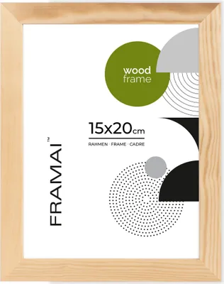 Immagine prodotto di Cornice FRAMAI®, 15x20 cm, rovere, cornice in legno naturale, cornice in vero legno, cornice con plexiglas infrangibile, gancio e supporto