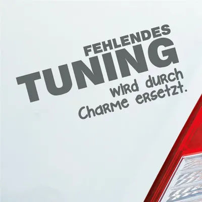 Produktbild von Auto Aufkleber Fehlendes tuning wird durch Charme ersetzt Alt 15x6,5 cm Grau Sticker Heckscheibenaufkleber