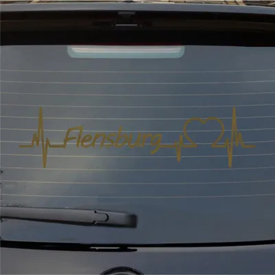 Produktbild von Heckscheibenaufkleber Flensburg Herzschlag Puls Stadt Liebe 55x14 cm Gold Auto Aufkleber Sticker