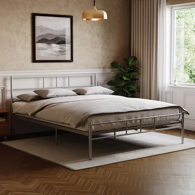 Kingsize Bettgestell, 208x157x77,5 cm, silber, Metall