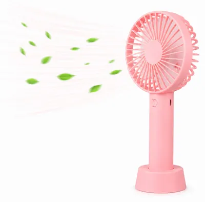 Image de Mini ventilateur de poche, 3 vitesses, avec batterie, couleur rose