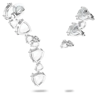 Image de Boucles d'oreilles Swarovski 5602846 Millenia, type manchette, vendues à l'unité, asymétriques, ensemble, couleur blanche, plaqué rhodium