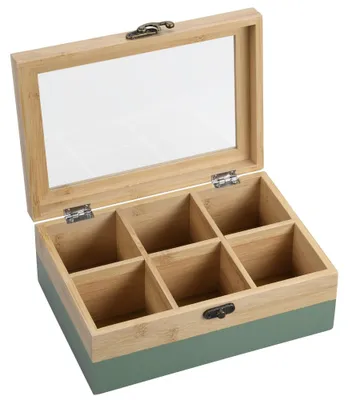 Zdjęcie produktu dla KESPER Teebox 6Fächer Bambus grün 113818 4000270589416