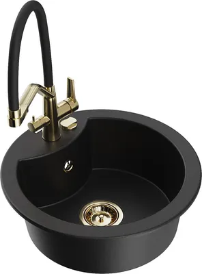 Produktbild von Mexen Diego 1-Becken-Granitspüle mit Mischbatterie Duo, Schwarz - 6512-77-671701-57-G