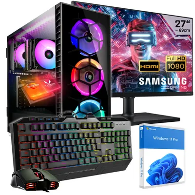 Produktbild von KRAFTPC Gaming PC Komplett-Set AMD Ryzen7 5700G - Radeon VEGA Grafik - 1000GB M.2 NVMe SSD - 32GB DDR4 - Win11 - WLAN - Samsung 27"TFT - Tastatur/Maus