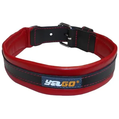 Immagine prodotto di Collare per cani - AIME - Basic in pelle - Pelle di bovino/agnello - Taglia L (43-52 cm) - Nero/rosso