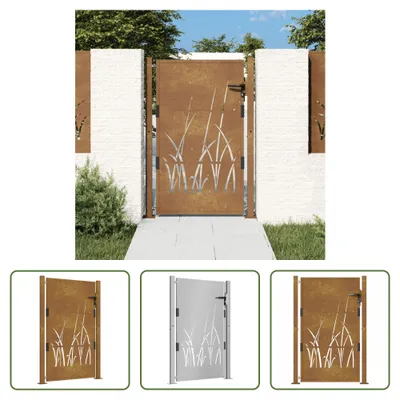 Obrázok produktu pre The Living Store Záhradná brána 105x130 cm Corten oceľ Grass design