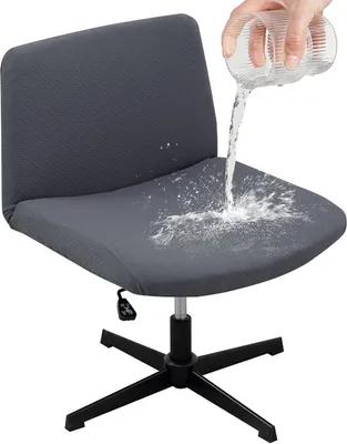 Produktbild von (Grau)Armloser Criss-Cross-Schonbezug mittlere Rückenlehne, Drehstuhl Stuhlbezug ,Breiter Stuhlschutz dehnbar abnehmbar Stretch-Computer hohe Rückenlehne für Büro-Schreibtischstühle