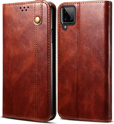 Image de Etui pour Samsung Galaxy A12 5G, étui en cuir avec fonction stand rouge