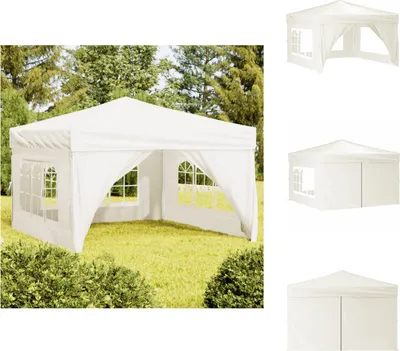 Produktbild von vidaXL Partyzelt Faltbar mit Seitenwänden Creme 3x3 m -  Pavillons & Partyzelte