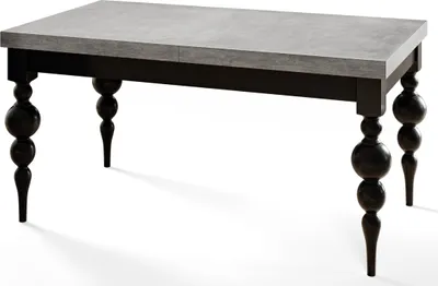 Immagine prodotto di Tavolo rettangolare per sala da pranzo LENA, tavolo allungabile, dimensioni: 160-210X90X78,5 cm, colore tavolo da soggiorno: grigio, con gambe del tavolo in nero