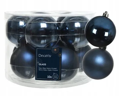 Produktbild von Weihnachtskugeln aus Glas marineblau 6 cm 10er Set