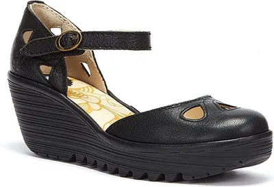 Produktbild von Fly London Yuna Womens Leder Keilsandalen - (Schwarz)