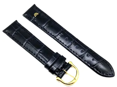 Produktbild von Maurice Lacroix Kroko Prägung Original Uhrenarmband 18 mm blau Schließe vergoldet