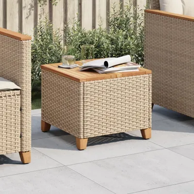 Produktbild von Gartentisch Beige 45x45x37 cm Poly Rattan Akazienholz - Gartentische 366327