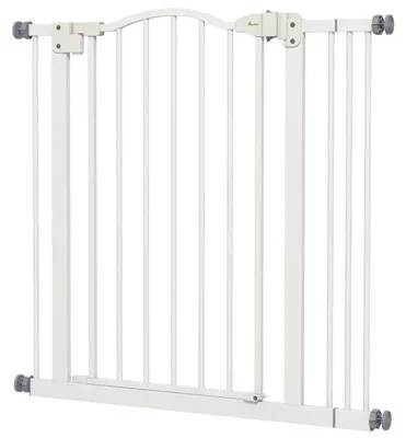 Image de Barrière de sécurité pour chien, amovible - Barrière pour animaux de compagnie - Mécanisme de fermeture automatique - 74–87x78 cm - Fer - Vert armée