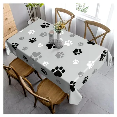 Produktbild von Elegante, rechteckige Tischdecke mit Tierpfotenmotiven, waschbar, für Küche, Hochzeit, Feierlichkeiten und Esszimmer