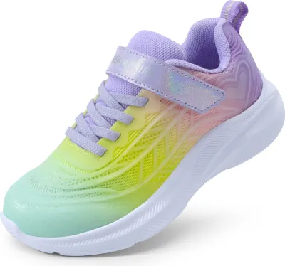 Produktbild von DREAM PAIRS Turnschuhe Kinder Sportschuhe Mädchen Jungen Sneaker Atmungsaktiv Laufschuhe Outdoor Klettverschluss,Size 32,Grün/Gelb/Lila,SDRS2411K