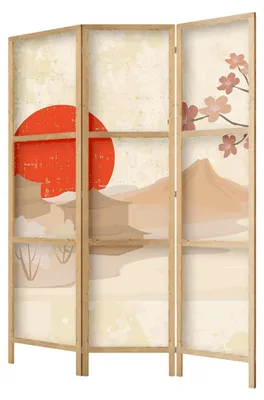 Produktbild von framed concept - Paravent Raumteiler aus Holz 135x172 cm, 3-teilig, einseitig, im orientalischen Stil