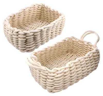 Produktbild von 2 Stück Woven Baumwolle Aufbewahrungskorb mit Griff für kleine Gegenstände zur Tischorganisation und Heimlagerung