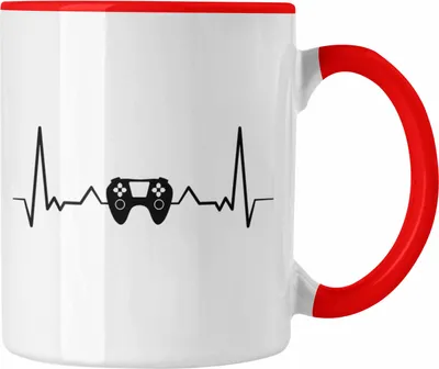 Produktbild von Trendation - Gamer Herzschlag Tasse Geschenkidee Gamer Jungs (Rot)