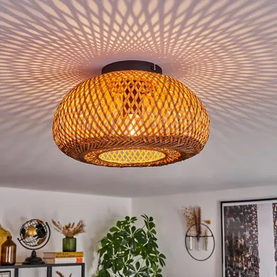 Produktbild von Decollatura moderne Deckenlampe aus Metall/Bambus/Holz in Schwarz/Natur