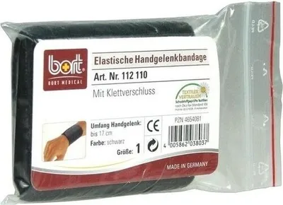 Zdjęcie produktu dla BORT Bandaż na nadgarstek czarny rozmiar 1, 1 szt. Bandaż