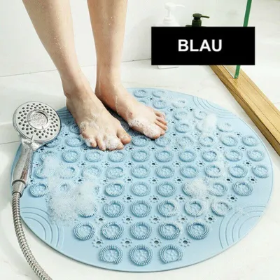 Produktbild von Duschmatte Rund Duscheinlage PVC Badezimmermatte rutschfest Duschwanneneinlage  Blau