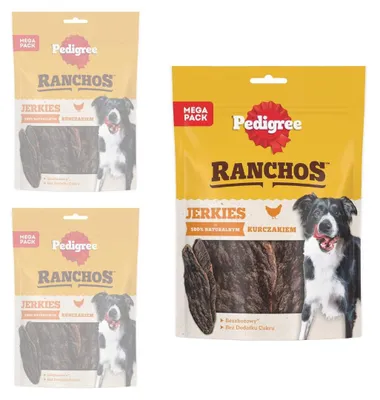 Zdjęcie produktu dla Pedigree Ranchos Jerkies z Kurczakiem 3x180g Naturalny Przysmak Dla Psa