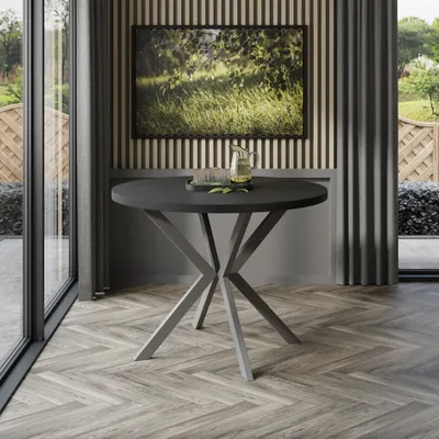 Produktbild von Runder Klapptisch EVERTON 100 cm Beine Graphite Schwarze Molette