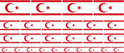 Produktbild von Mini Aufkleber Set - Pack glatt - 4x 51x31mm+ 12x 33x20mm + 10x 20x12mm- selbstklebender Sticker - Nordzypern - Flagge / Banner / Standarte fürs Auto, Büro, zu Hause und die Schule - Set of 26