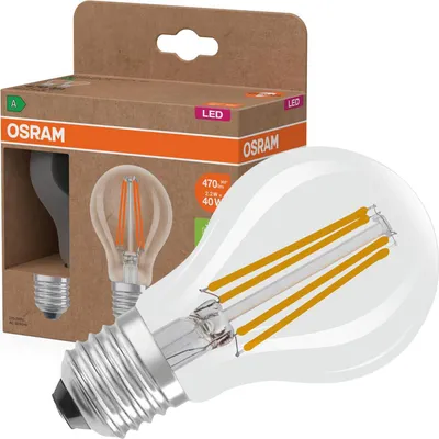 Obrázok produktu pre LED žiarovka OSRAM LED Superstar Classic A 40 v klasickom tvare žiarovky, číre sklenené telo, 2,2 W, 470 lm, pätica E27, teplé biele svetlo 2700 K, EEK A, priemer 60 mm, balenie 2 ks