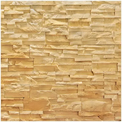 Produktbild von Wallario Premium Glasbild, freischwebende Optik, kräftige Farben, Größe 30 x 30 cm Motiv Steinwand gelb-orange